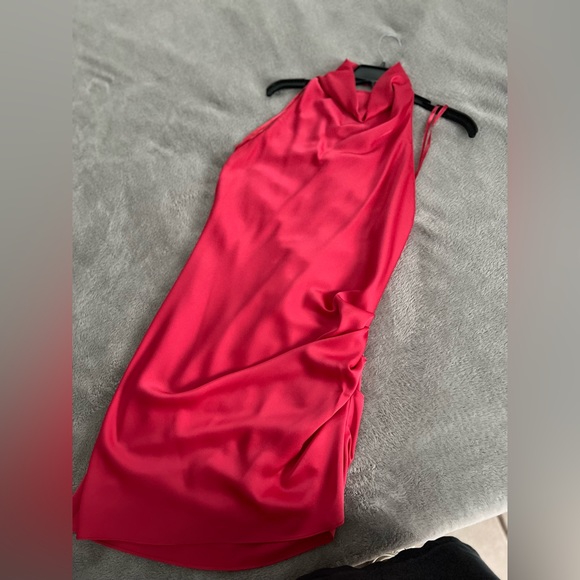 Coral Pink cowl neck backless dress. - Picture 4 of 5